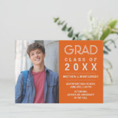 Faire-part Graduate 2023 Photo Moderne Orange Silver Grad (Debout devant)
