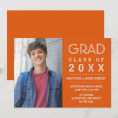 Faire-part Graduate 2023 Photo Moderne Orange Silver Grad (Devant / Derrière)