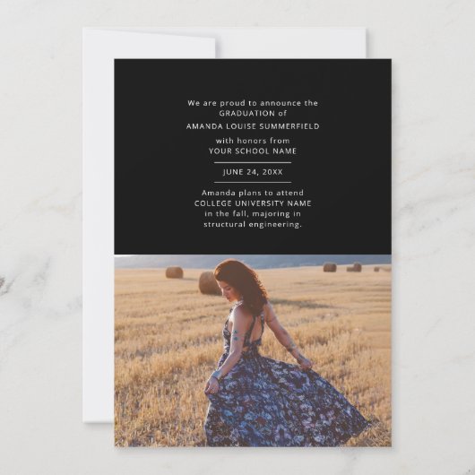 Faire-part Graduate 2025 Black Script Grad photo Collage (Dos)