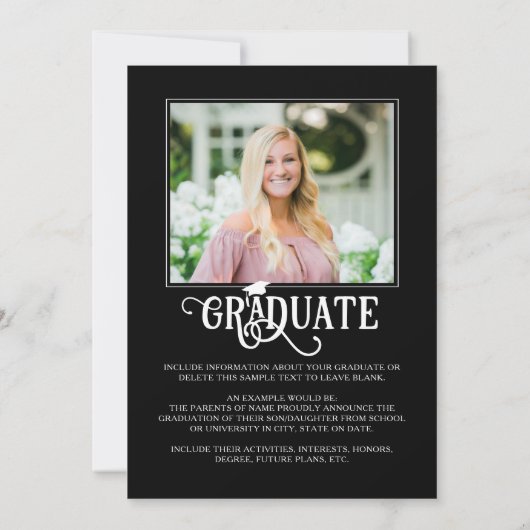 Faire-part Graduate 5 Photos Fancy Class Année Script (Dos)