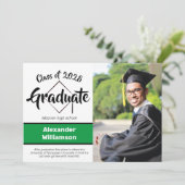 Faire-part Graduate Classe de photo verte noire (Debout devant)