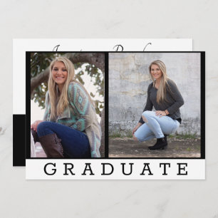 Faire-part Graduate Classic Black Ajouter deux photos Personn