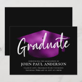 Faire-part Graduate Metallic Purple Grad Casquette Black Grad (Devant / Derrière)