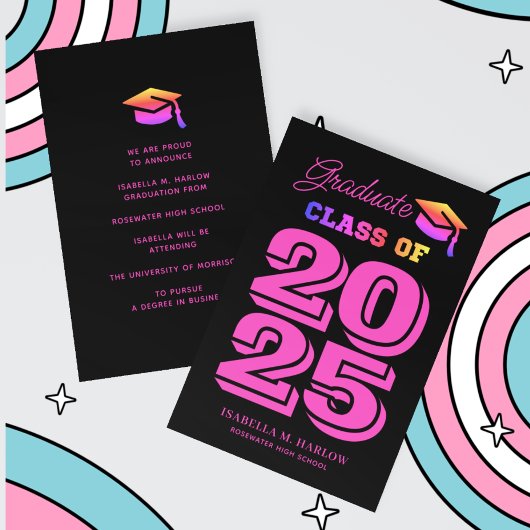 Faire-part Graduate moderne 2025 Rainbow Graduation