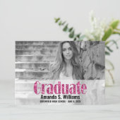 Faire-part Graduate moderne Parties scintillant rose Photo Gr (Debout devant)