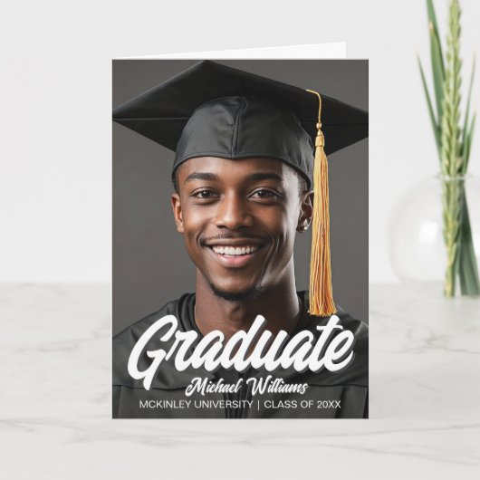 Faire-part Graduate Photo Bold Script Folded Graduation (Devant)
