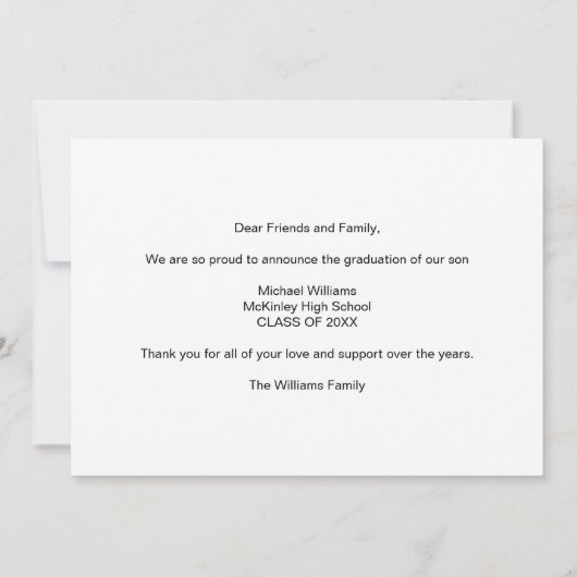 Faire-part Graduate Photo with Bold Script Graduation (Dos)