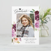 Faire-part Graduate Plum Purple Floral Girl 2023 (Debout devant)