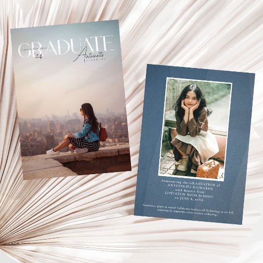 Faire-part Graduation 2024 Magazine Photo Couverture Grad