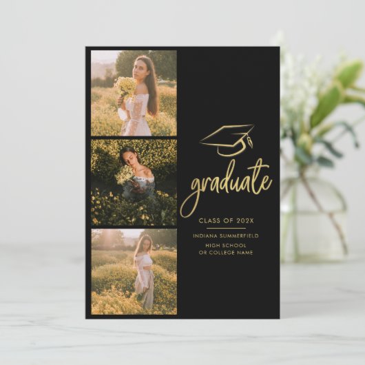 Faire-part Graduation 2024 Photo Collage Script Grad (Debout devant)