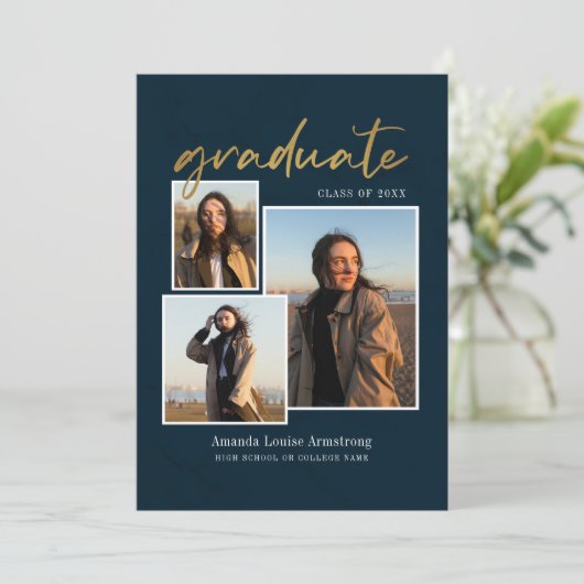 Faire-part Graduation 2025 4 Photos Grad Script (Debout devant)