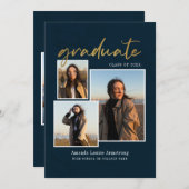 Faire-part Graduation 2025 4 Photos Grad Script (Devant / Derrière)
