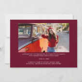 Faire-part Graduation 2025 Grad Photos Bourgogne Graduate (Dos)