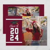 Faire-part Graduation 2025 Grad Photos Bourgogne Graduate (Devant / Derrière)
