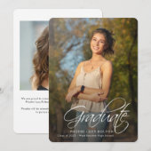 Faire-part Graduation 2025 Grad Photos Calligraphie senior (Devant / Derrière)