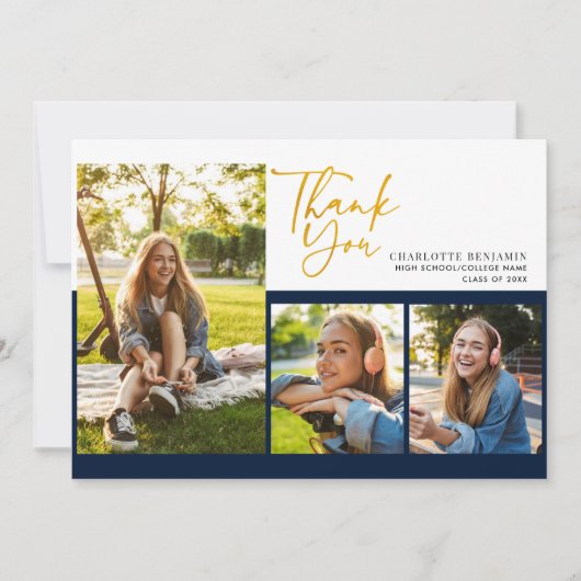 Faire-part Graduation 2025 Modern Script Graduate Merci (Devant)