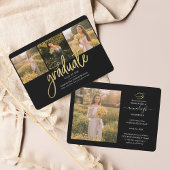 Faire-part Graduation 2025 Photo Collage noir Script Grad