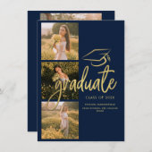 Faire-part Graduation 2025 Photo Collage Script (Devant / Derrière)