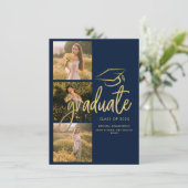 Faire-part Graduation 2025 Photo Collage Script (Debout devant)