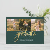 Faire-part Graduation 2025 Photo Collage Script Vert (Debout devant)
