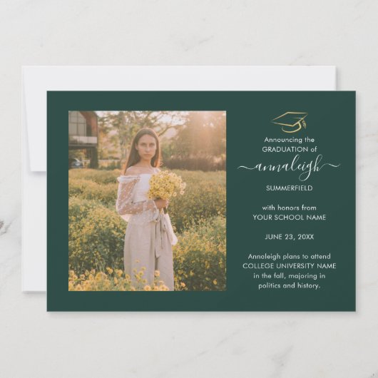 Faire-part Graduation 2025 Photo Collage Script Vert (Dos)