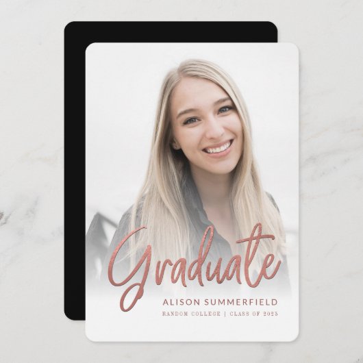 Faire-part Graduation 2025 Script Grad 2 Photos (Devant / Derrière)