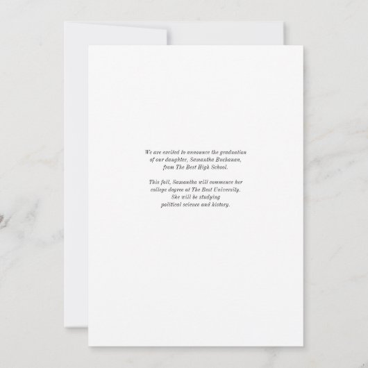 Faire-part Graduation 2025 Script Photo (Dos)