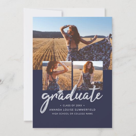 Faire-part Graduation 2025 Script Photo Collage (Devant)