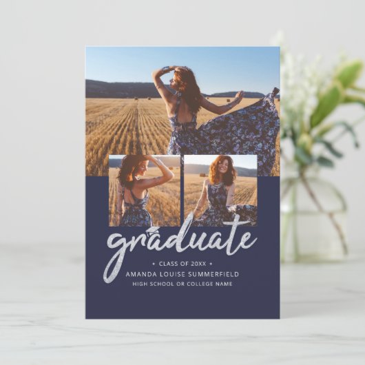 Faire-part Graduation 2025 Script Photo Collage (Debout devant)