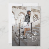 Faire-part Graduation 2025 Script photo élégant (Devant)