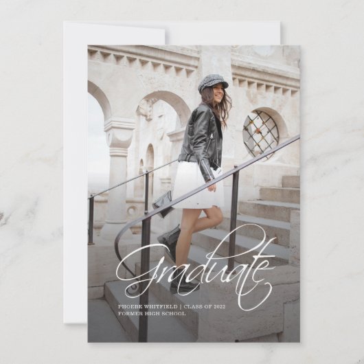 Faire-part Graduation 2025 Script photo élégant (Devant)