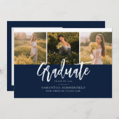 Faire-part Graduation 2025 Script Photos Élégant (Devant / Derrière)