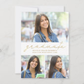 Faire-part Graduation 3-Photo Collage Easy Edit Gold Script (Devant)
