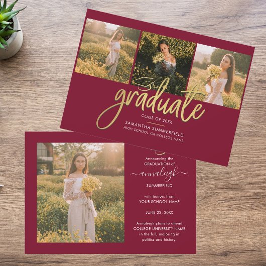 Faire-part Graduation 4 Collage de photos Classe de 2025