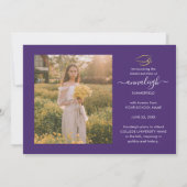 Faire-part Graduation 4 Photo Collage Script Purple Gold Grad (Dos)