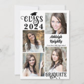 Faire-part Graduation 5 Photo Moderne Stylish Typographie (Devant)