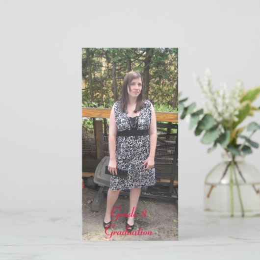 Faire-part Graduation 8e année Marque de livre conçue (Debout devant)