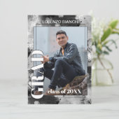 Faire-part Graduation Abstraite Black White Grey (Debout devant)