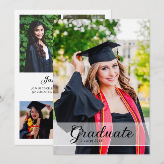 Faire-part Graduation Announcement Card Template (Devant / Derrière)