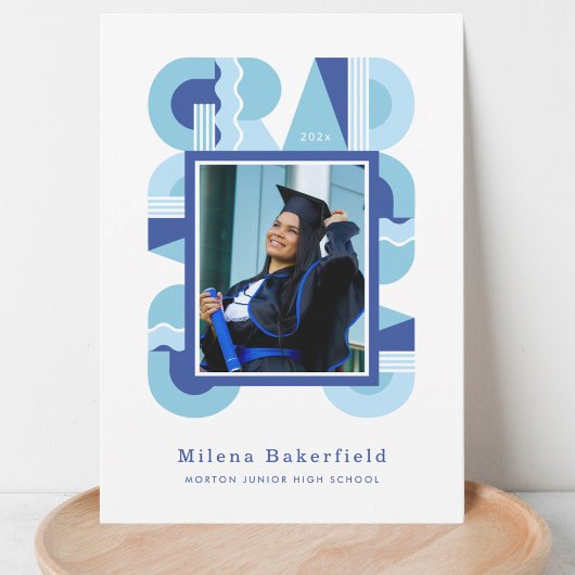 Faire-part Graduation announcement class of 2026 blue white