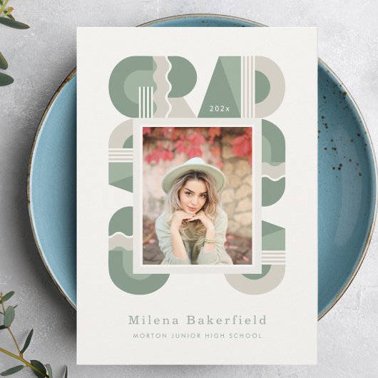 Faire-part Graduation announcement class of 2026 sage green