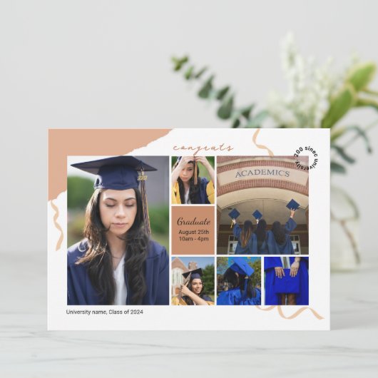 Faire-part Graduation Announcement Photo Collage Template (Debout devant)