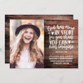 Faire-part Graduation Bible Verse Photo Bois rustique Script (Devant / Derrière)
