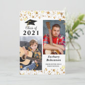 Faire-part Graduation Black Gold Stars Photo (Debout devant)