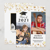 Faire-part Graduation Black Gold Stars Photo (Devant / Derrière)