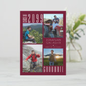 Faire-part Graduation Burgundy Maroon Quatre photos (Debout devant)