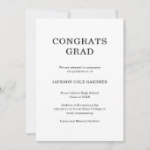 Faire-part Graduation classique simple en noir et blanc (Devant)