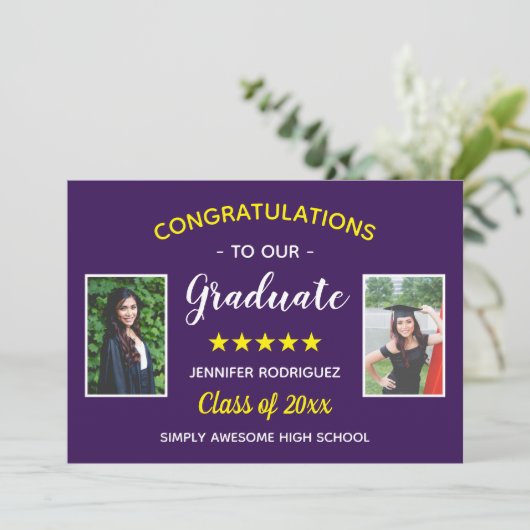 Faire-part Graduation Custom 2 Photo Félicitations Diplômé (Debout devant)