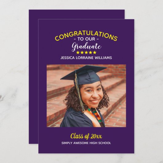 Faire-part Graduation Custom Photo Félicitations Diplômé (Devant / Derrière)