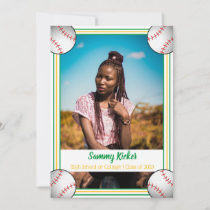 Faire-part Graduation de base-ball Green & Gold